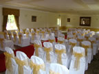 White Chair Cover with Gold Organza Sash